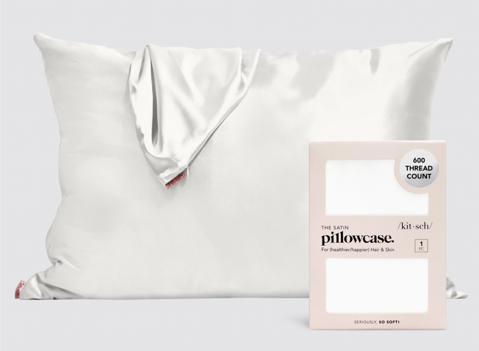 Kitsch Satin Pillowcase Standard - Ivory