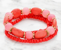 Coral Beaded Bracelet Stack