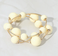 Ivory/Gold Beaded Bracelet Set