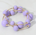 Lavender/Gold Beaded Bracelet Set
