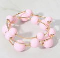Light Pink/Gold Beaded Bracelet Set