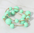 Mint/Gold Beaded Bracelet Set