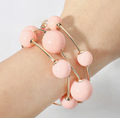 Peach/Gold Beaded Bracelet Set