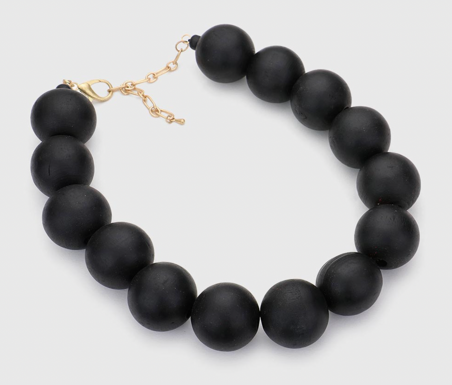 Black Chunky Wood Ball Necklace