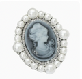 Vintage Cameo Pearl Frame Brooch
