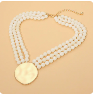 Ivory Disc Layered Beaded Necklace