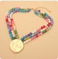 Multi Disc Layered Beaded Necklace