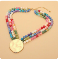 Multi Disc Layered Beaded Necklace