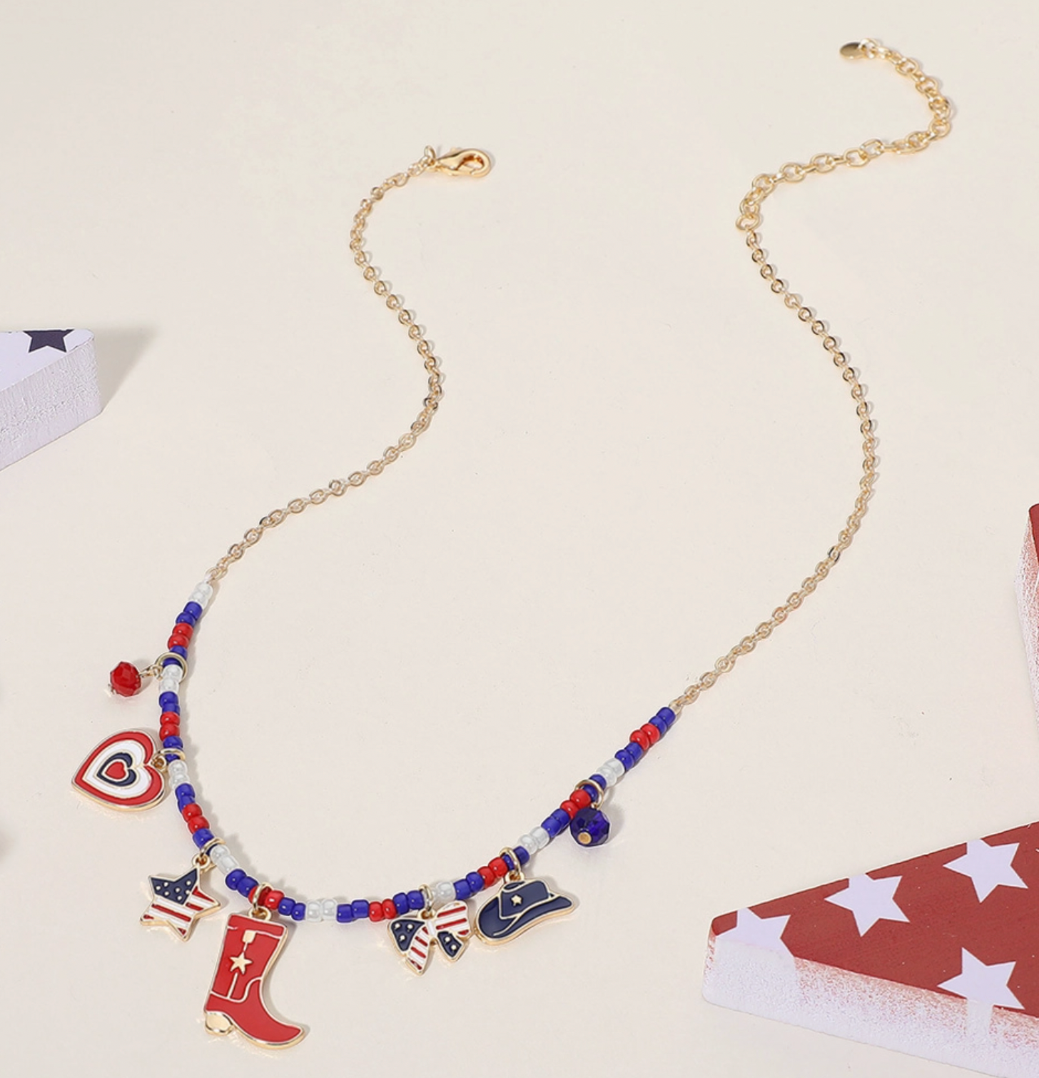 USA Flag Charm Necklace