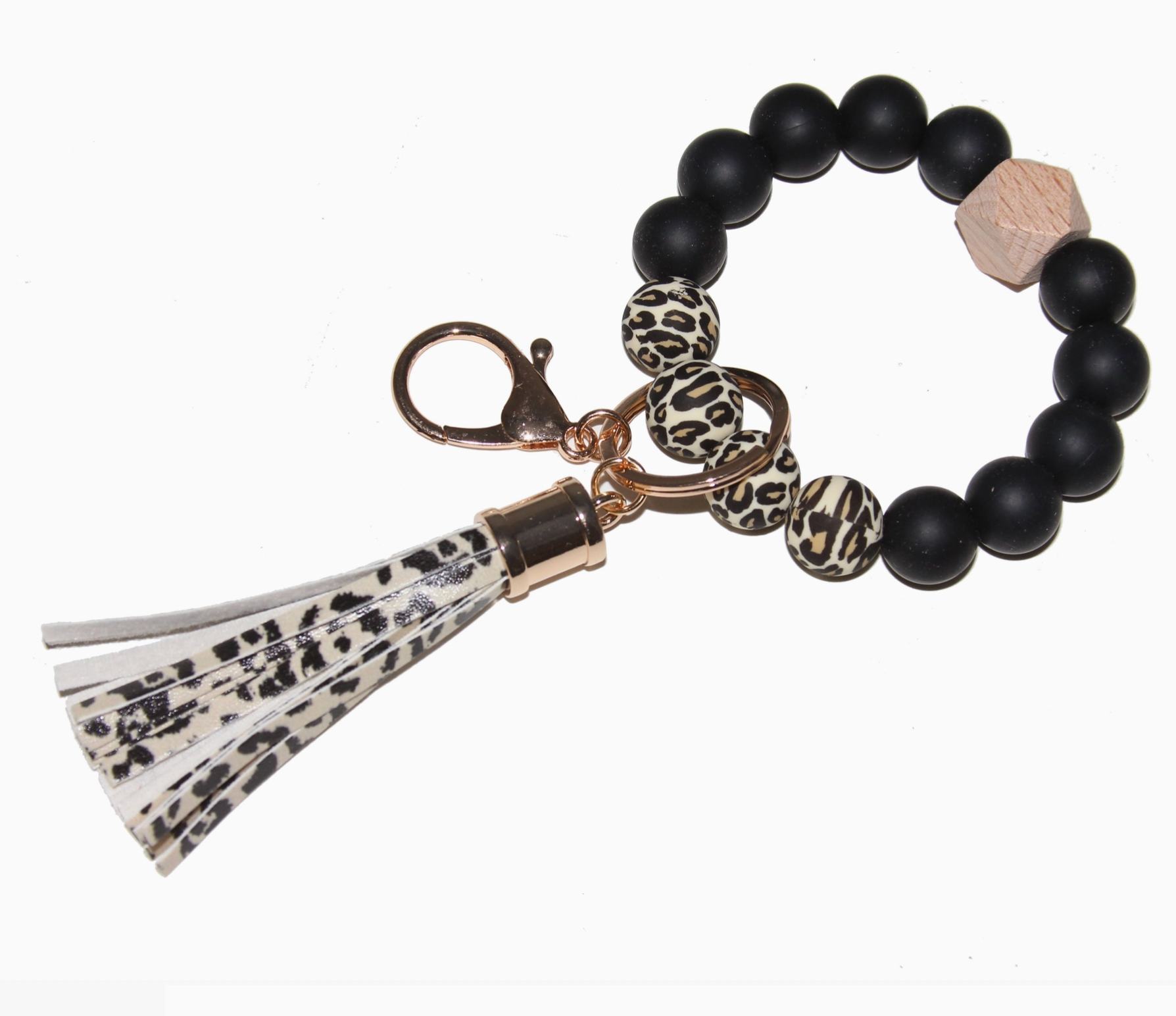 Black Beaded Keychain