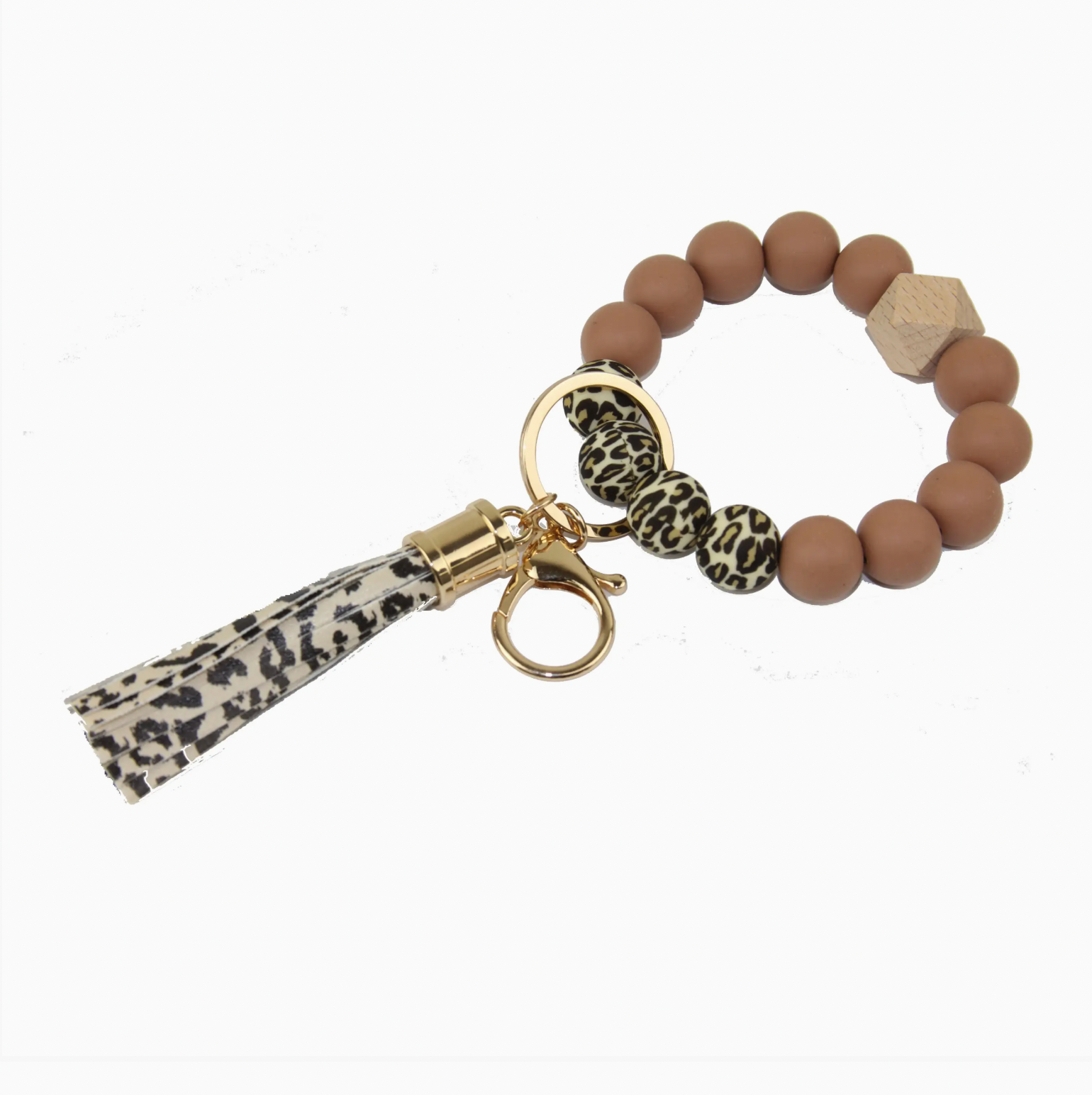 Brown Beaded Keychain