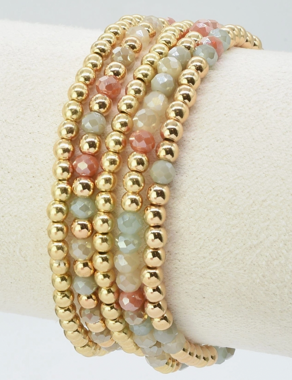 Sage Glass Bead Bracelet Set