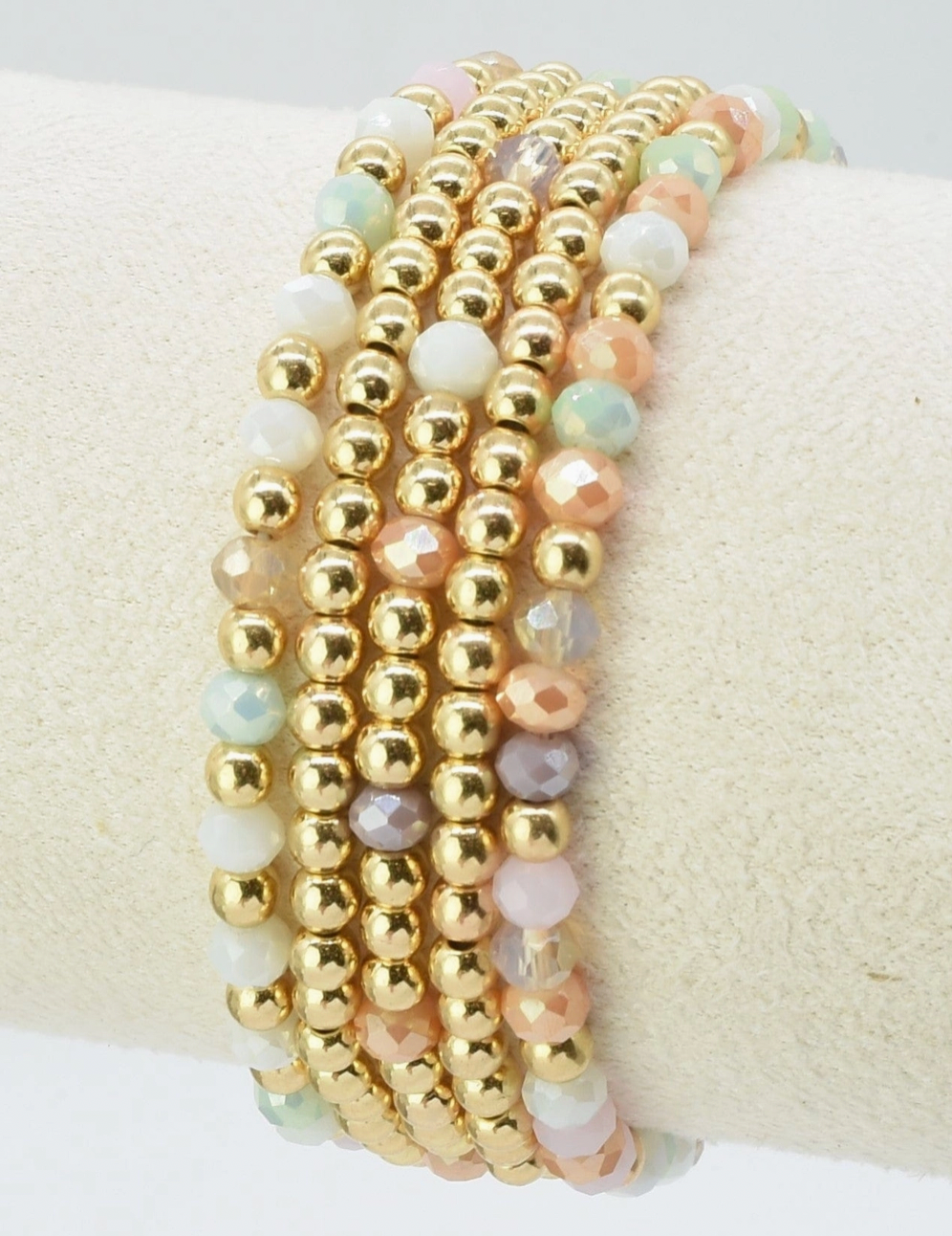 Peach Glass Bead Bracelet Set