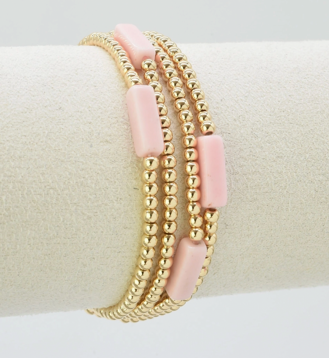 Pink Accent Bead Bracelet Set