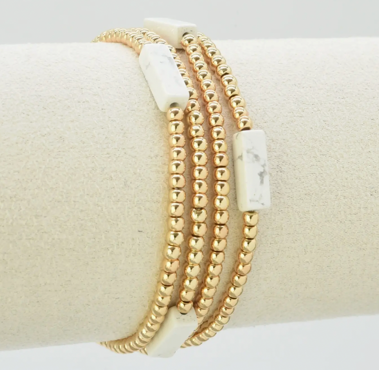 White Accent Bead Bracelet Set