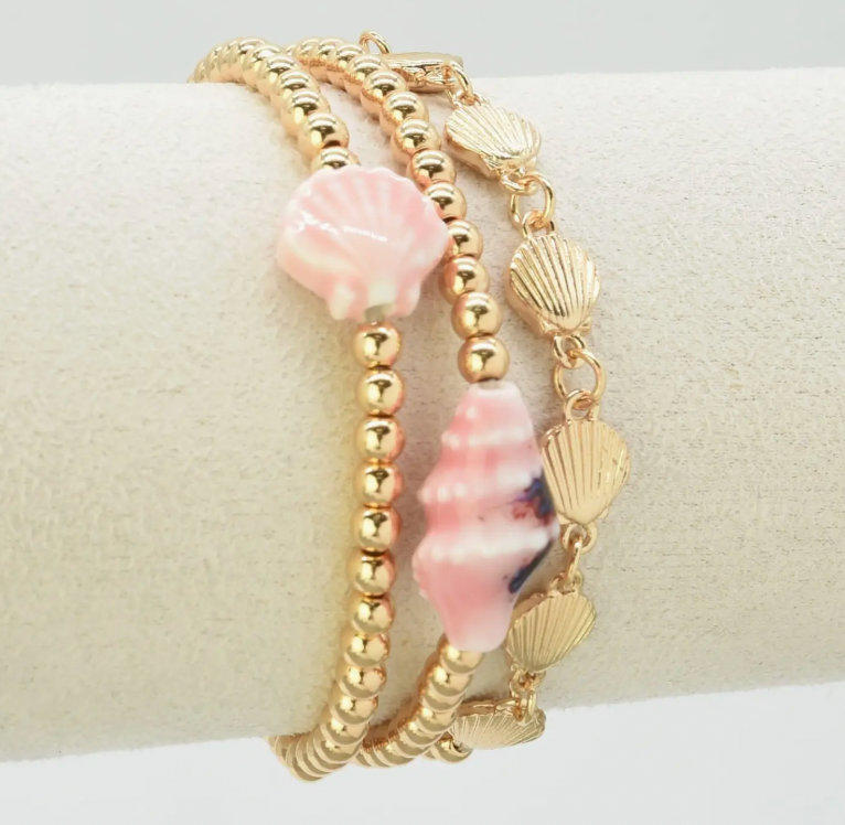 Pink Seashell Bracelet Set