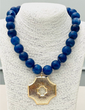 Navy Beaded Pendant Necklace