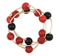 Red/Black 3 Row Acrylic Ball & Bar Bracelet Set