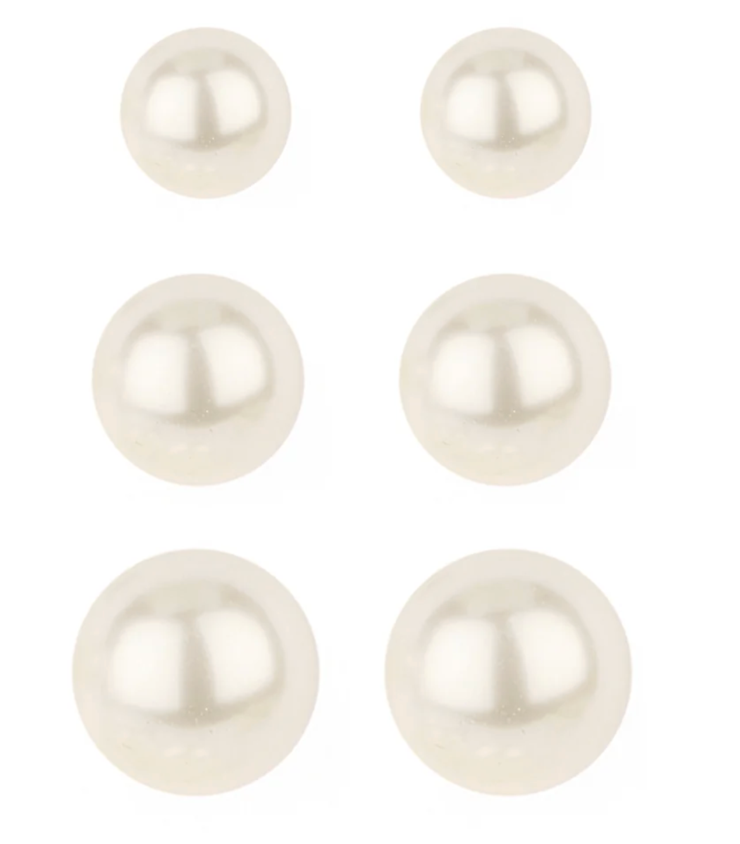 Pearl 3 Pair Set Earrings