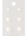 3-Pair Pearl Stud Earrings