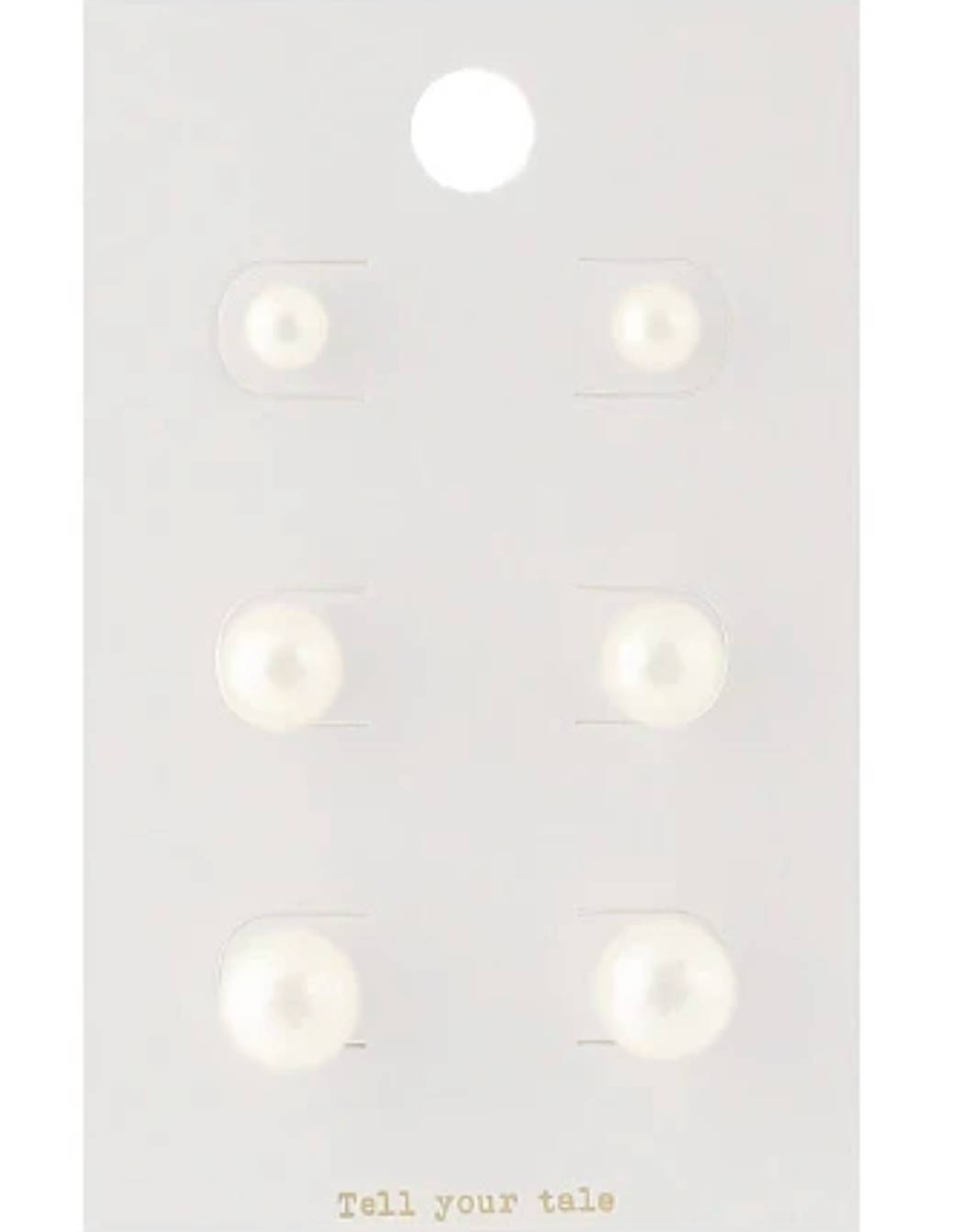 3-Pair Pearl Stud Earrings