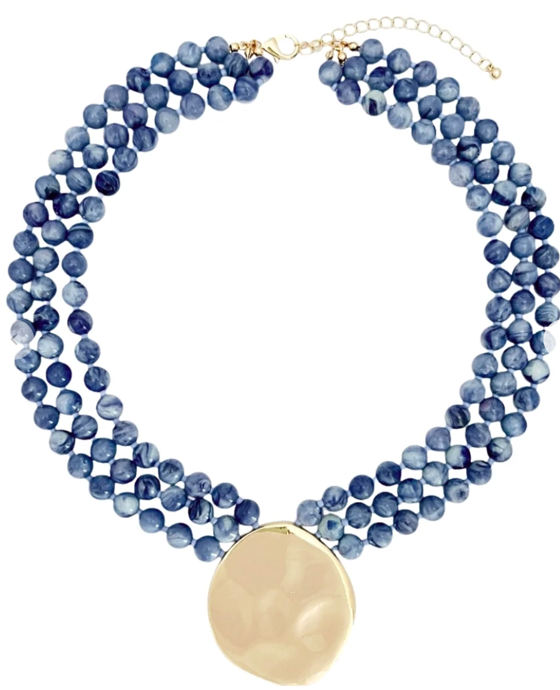 Navy Disc Layered Beaded Necklace