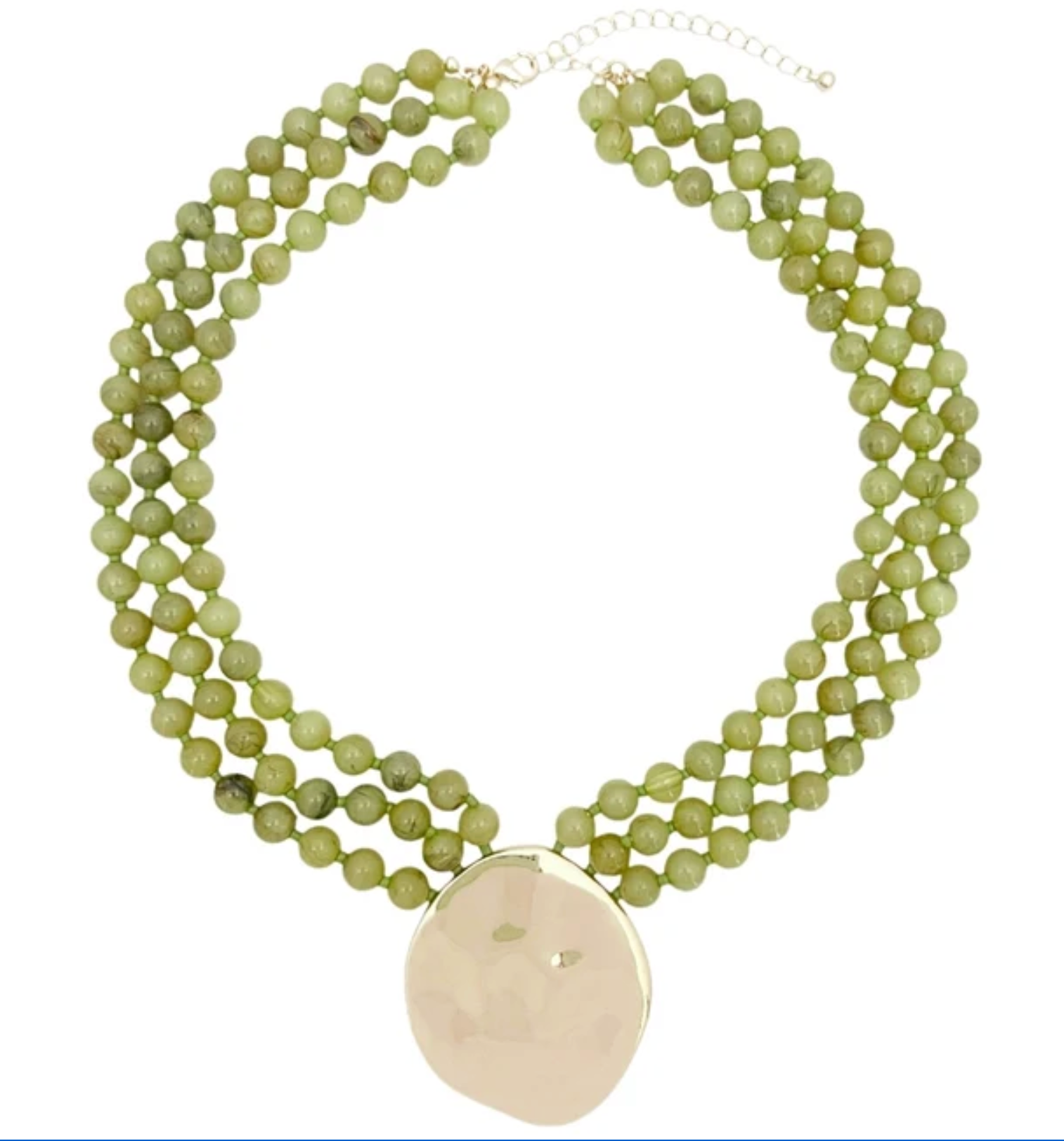 Olive Disc Layered Beaded Necklace