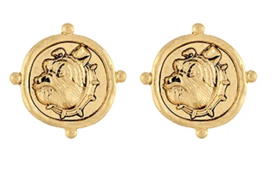 Bulldog Face Coin Earrings