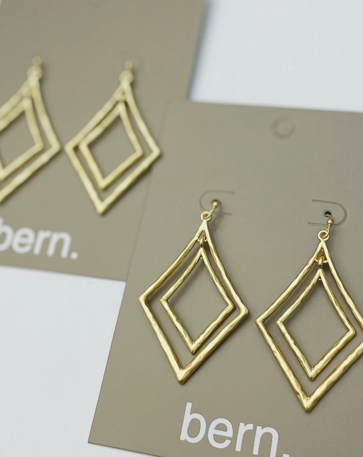 Golden - Double Diamond Earrings