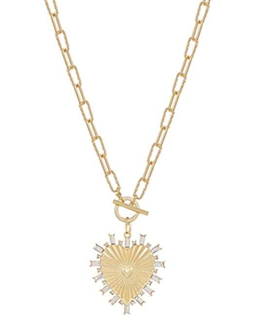 Pave Baguette Heart Necklace