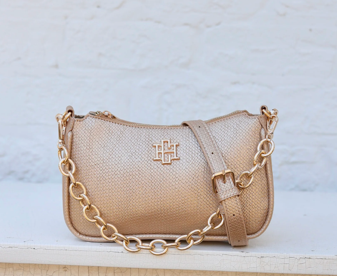 Joan Crossbody Woven Gold