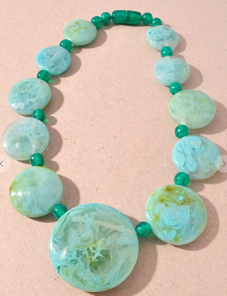 Colorful Resin Disc Bead Necklace