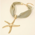 Starfish Pendant Mesh Statement Necklace