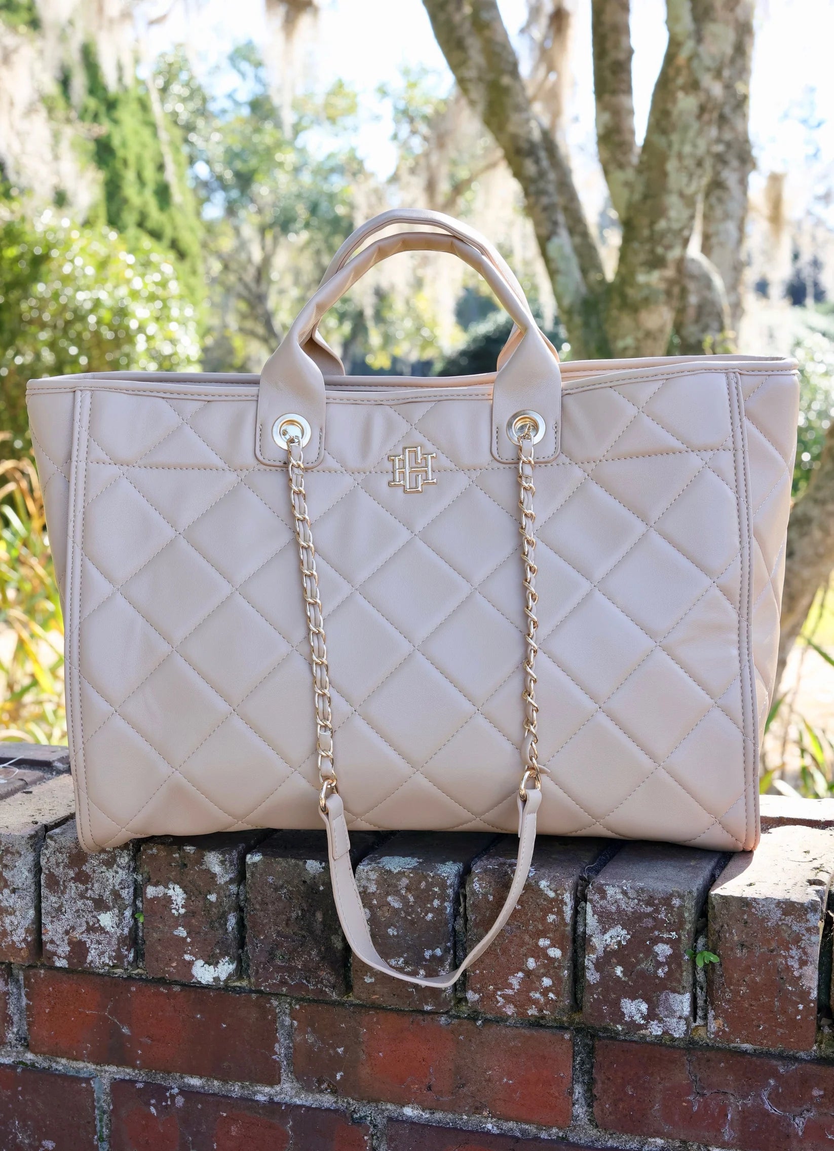 Melissa Tote Bag Tan Quilted