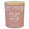 Glass Candle W/Bamboo Lid Pink Strength & Dignity Prov 31:25