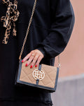 Cecillia Latte Black Circle Logo Handbag